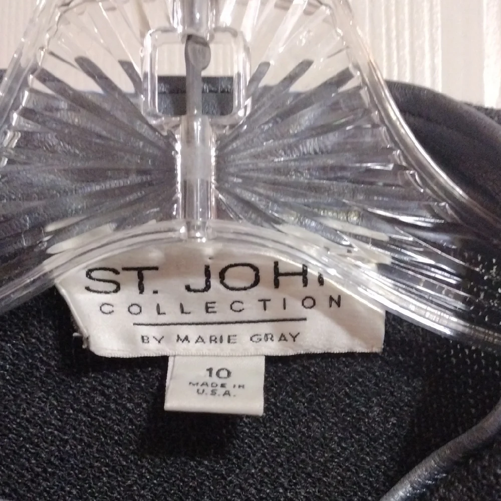 ST. John Collection By Marie Gray Vintage Santana Knit Blazer Charcoal Size 10 - Picture 2 of 12